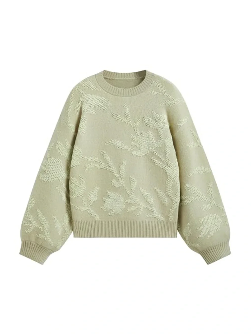 Cider Sage Green Floral Crewneck Sweater